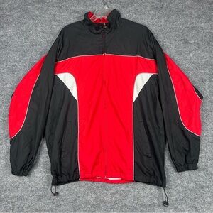 BCG L Red Black Color Block Windbreaker Track Jacket Mesh Lined
